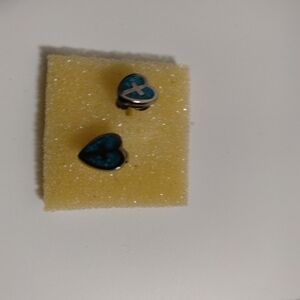 Silver Blue Heart Earrings